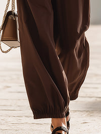 High-Waisted Brown Tapered Ankle Pants