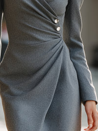 Structured Grey Draped Mini Dress
