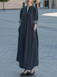Vertical Stripe Relaxed Maxi Dress