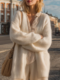 Textured Knit Cardigan With Relaxed Silhouette