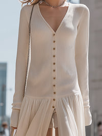 Button-Front Knit And Chiffon Maxi Cardigan
