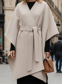 Tie-Down Asymmetrical Cape Coat