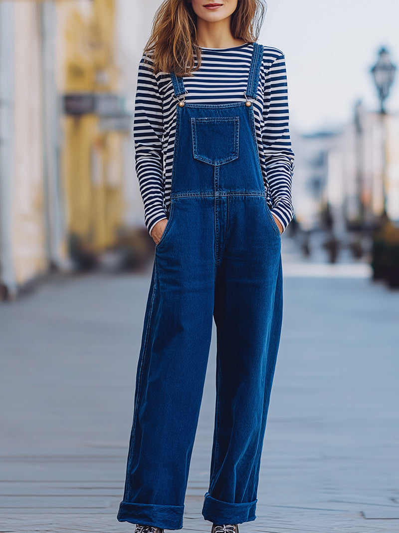 Casual And Fashionable Denim Overalls