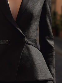 Noir Sculpted Peplum Blazer