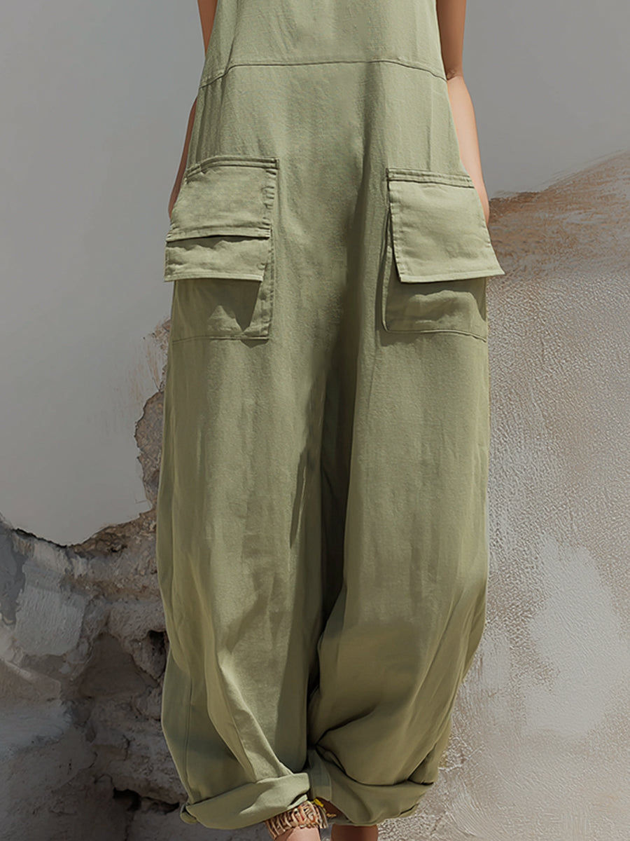 Sleeveless Utility Pocket Relaxed Jumpsuit