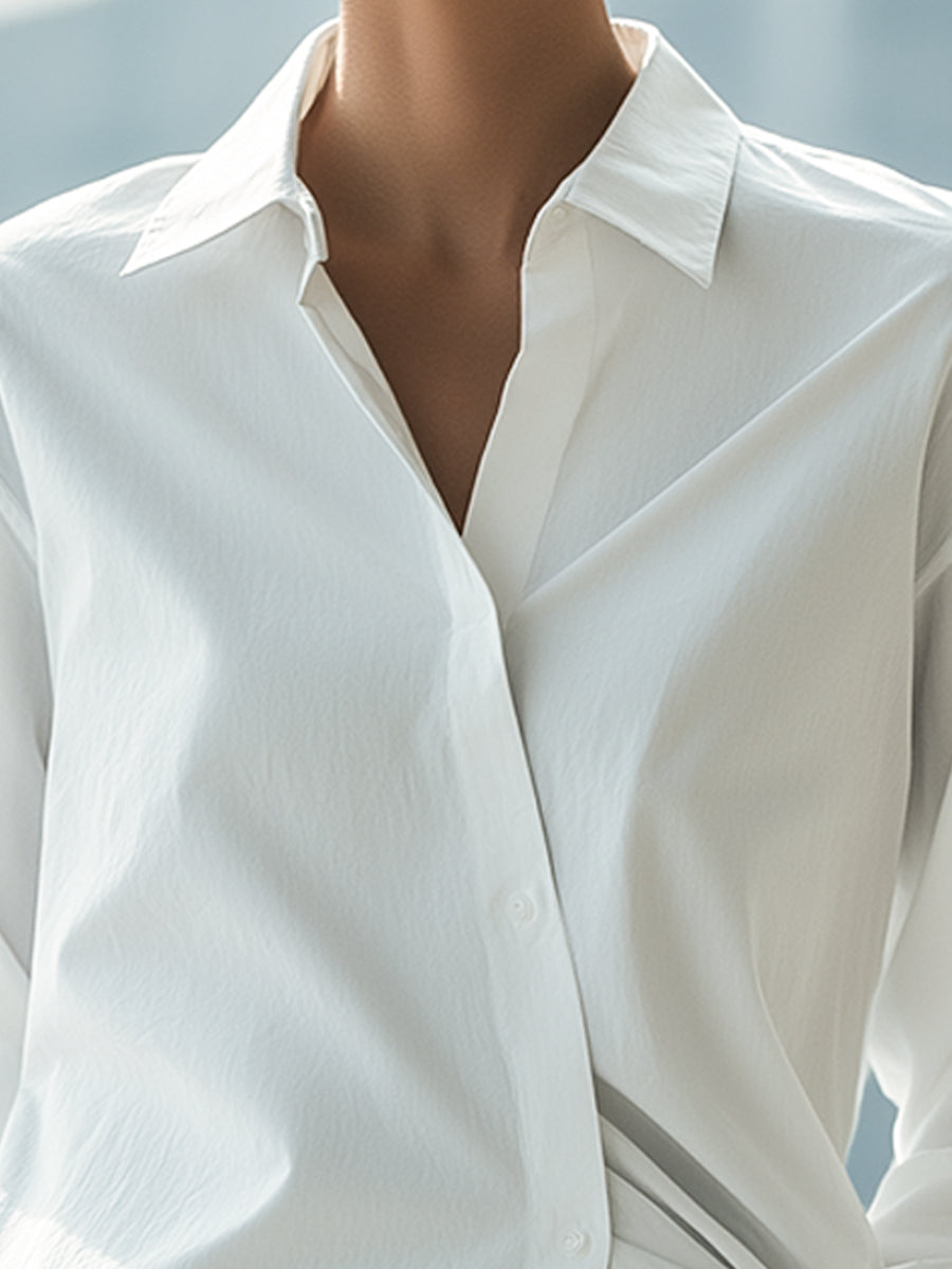 Classic Oversized Asymmetric Button-Down Shirt