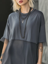 Layered Mesh Hem Oversized Urban Dress