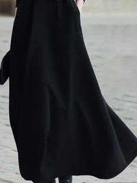 Elegant Black Maxi Dress With Polka Dot Collar