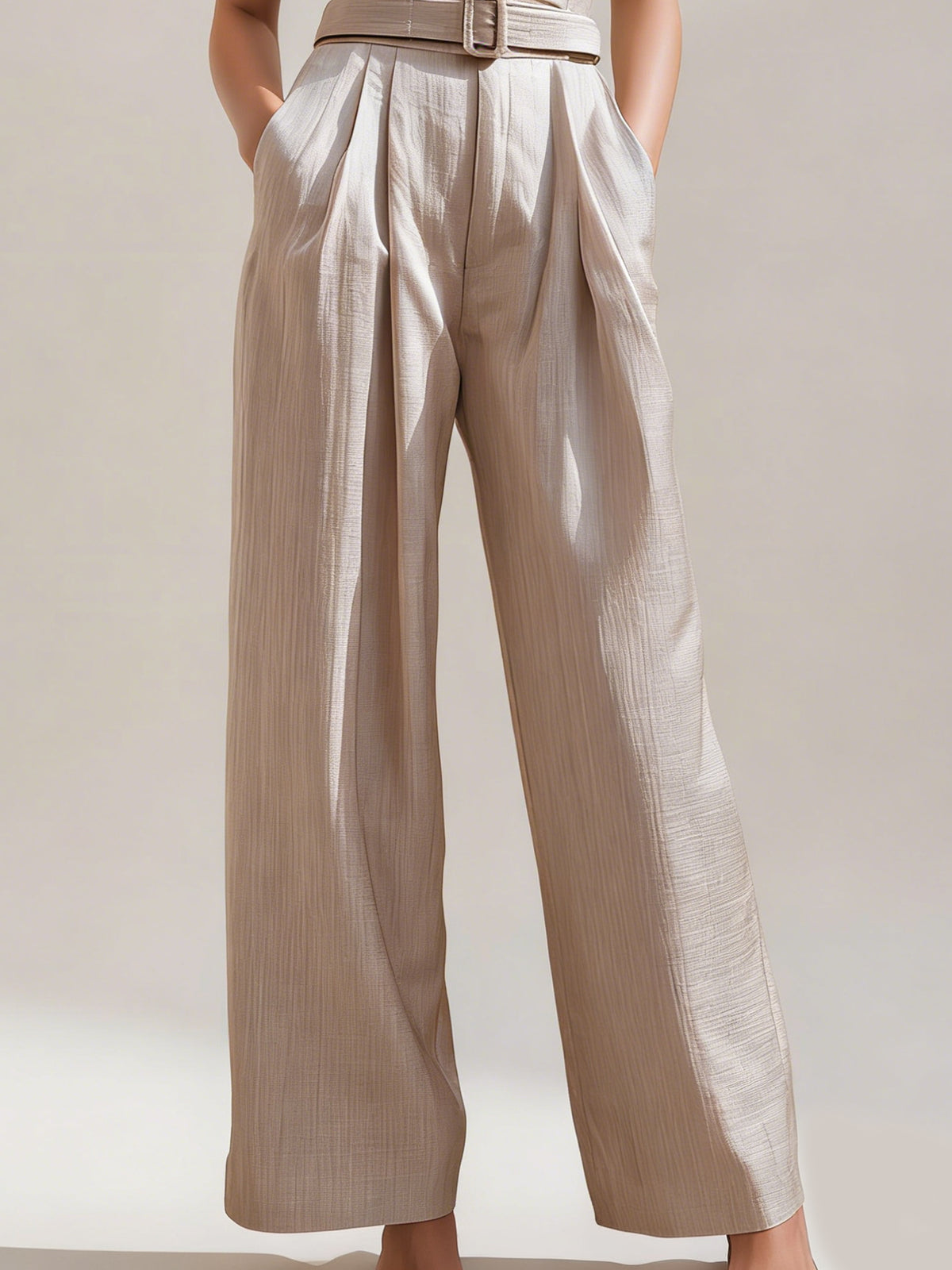 Belted Wide-Leg Tailored Jumpsuit