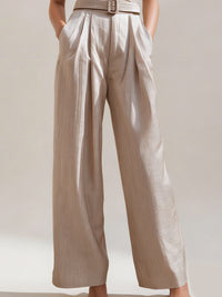 Belted Wide-Leg Tailored Jumpsuit