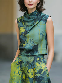 Sleeveless Printed Top & Midi Skirt Coordinated Set
