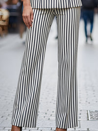 Stripes Belted Blazer And Trouser Set