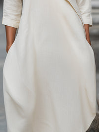 Asymmetrical Layered Linen-Blend Midi Dress