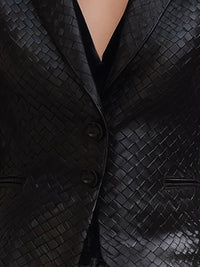 Black Woven Leather Blazer