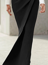 Elegant Monochrome Long Sleeve Evening Gown
