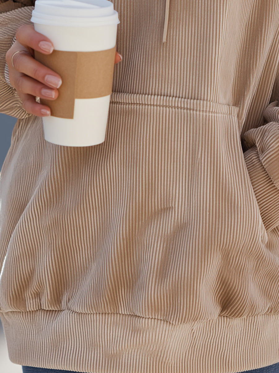Camel Corduroy Oversized Hoodie