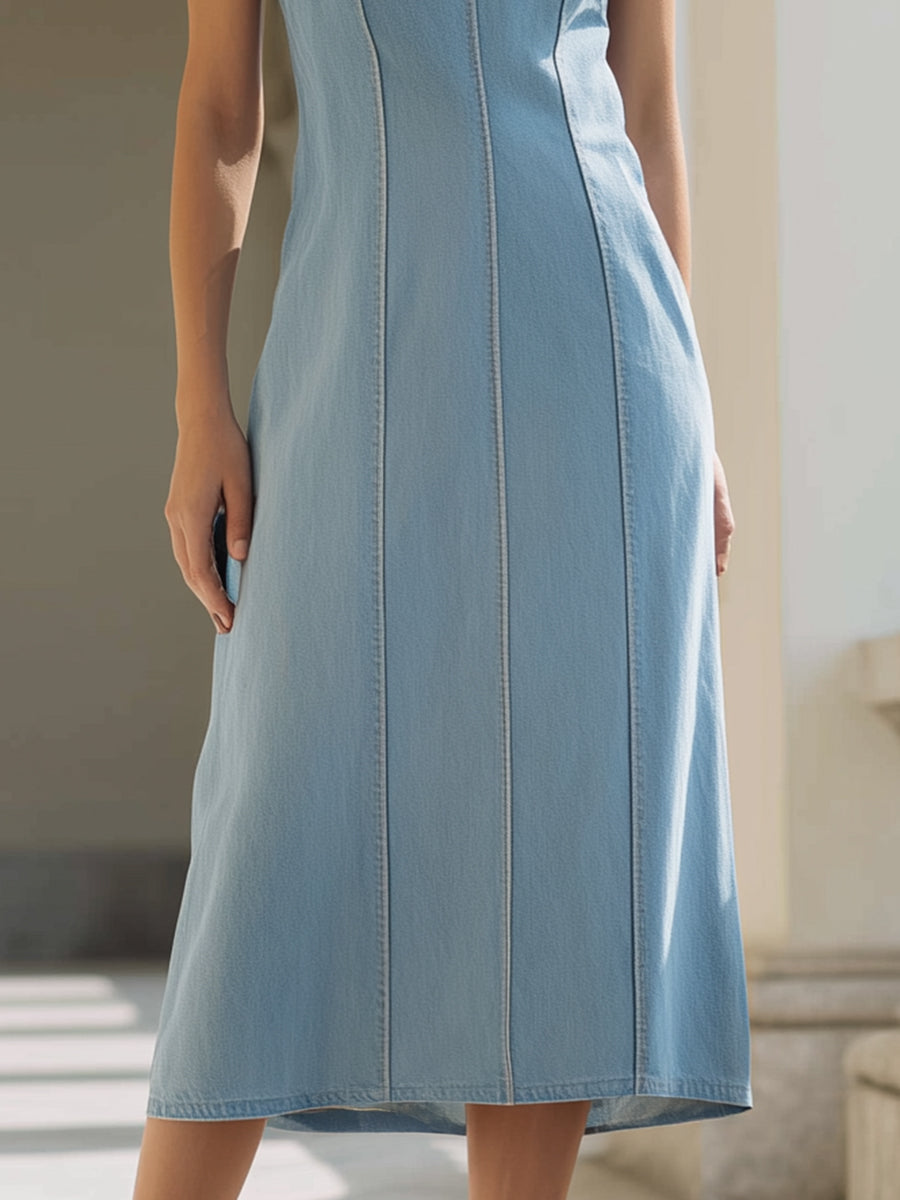 Strappy Seam-Detail Midi Dress