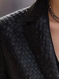 Black Woven Leather Blazer