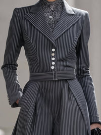 Tailored Pinstripe Blazer Jumpsuit
