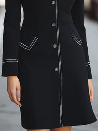 Elegant Contrast Piping Tailored Dress