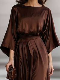 Elegant Belted Flowing Maxi Evening Dress