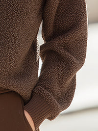 Cozy Brown Fleece Turtleneck Sweater