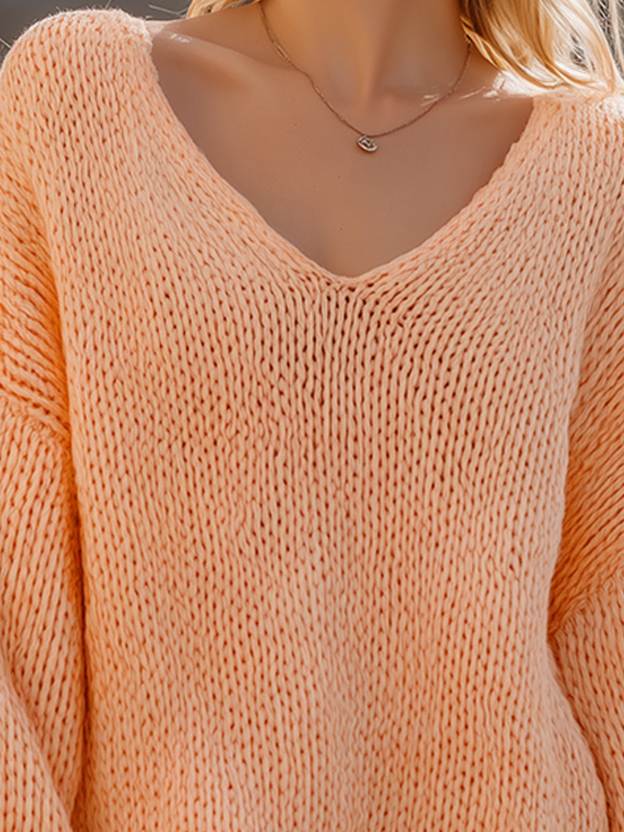 Peach Knit Lounge Sweater & Shorts Set