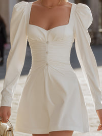 Sculpted Puff-Sleeve Mini Dress