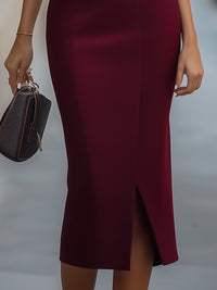 Sophisticated Sleeveless Midi Dress with Asymmetrical Button