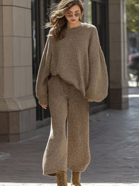 Oversized Knit Sweater And Wide-Leg Pants Set