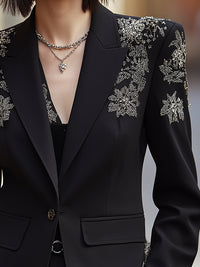 Crystal Embroidered Tailored Blazer Suit