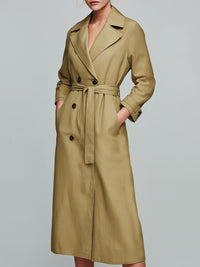 Lace-up Double-breasted Long Trench Coat