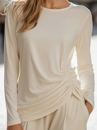 Long-Sleeve Ruched Side Top