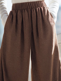 Brown Striped High-Waisted Balloon Pants