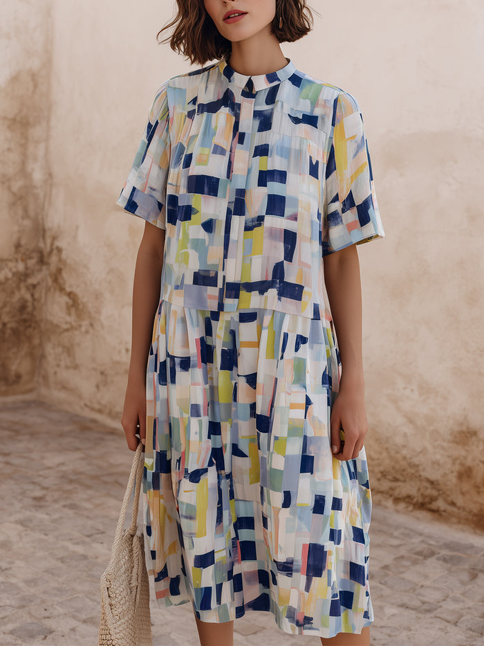 Abstract Print Relaxed Midi Dress