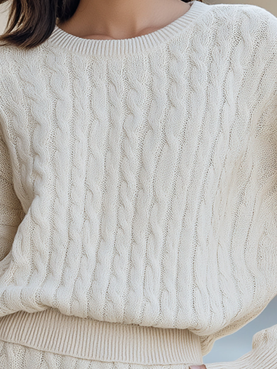 Ivory Cable Knit Two-Piece Lounge Set