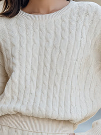 Ivory Cable Knit Two-Piece Lounge Set