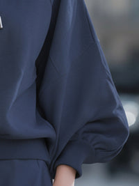 Navy Relaxed Hoodie With Raglan Sleeves