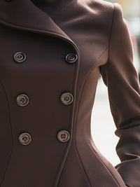 Elegant Double-Breasted Peacoat With Asymmetric Collar