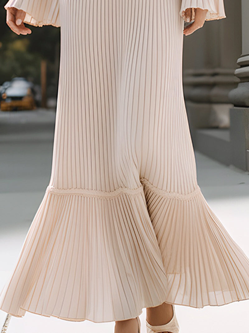 Pleated Knit Maxi Dress