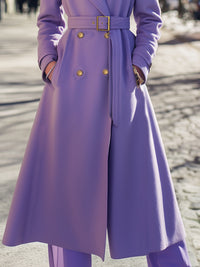 Double-Breasted Belted Long Coat