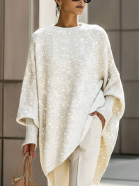 Ivory Sequin Oversized Knit Sweater