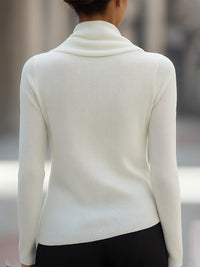 Draped Cowl Neck Long-Sleeve Top