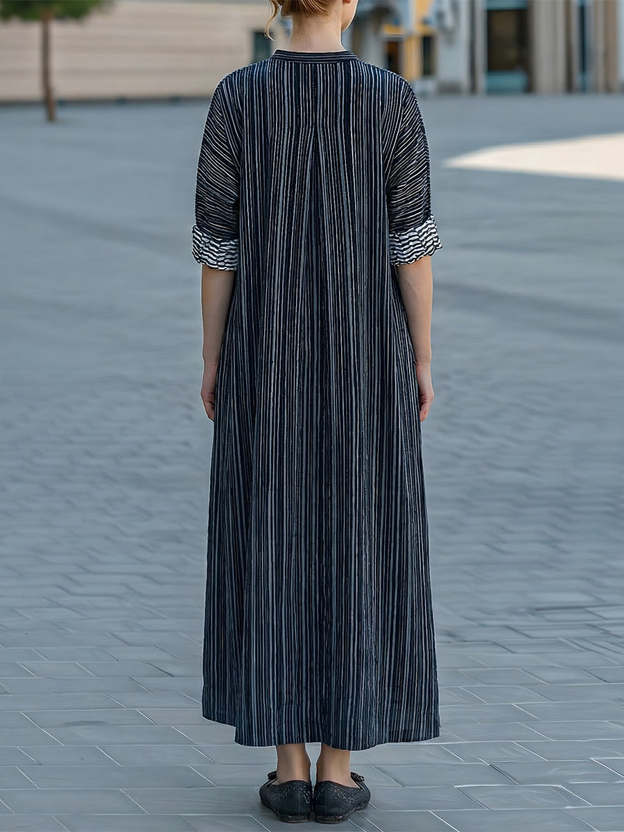 Vertical Stripe Relaxed Maxi Dress