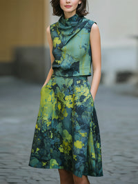 Sleeveless Printed Top & Midi Skirt Coordinated Set
