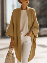 Sand Beige Oversized Knit Cardigan