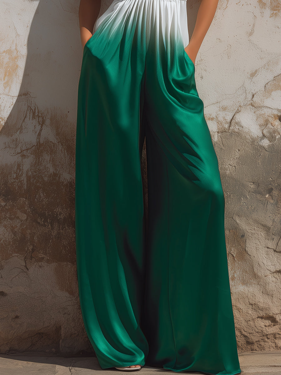 Halter Neck Gradient Wide-Leg Resort Jumpsuit