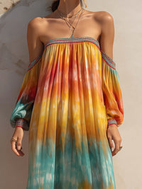 Off-Shoulder Gradient Flow Maxi Dress