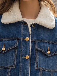 Classic Blue Denim Jacket With Faux Shearling Lining
