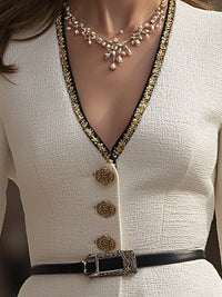 White Tweed Belted Blazer Dress